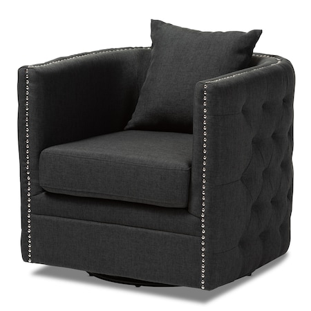 Baxton Studio Micah Modern Gray Upholstered Tufted Swivel Chair 151-9258